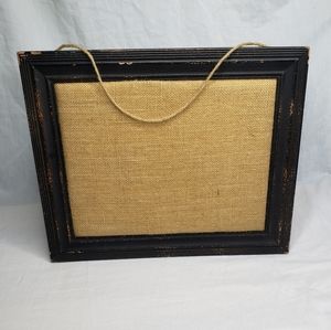 Distressed Black Frame Burlap Pin Board Messages Jewelry Pictures Memori…